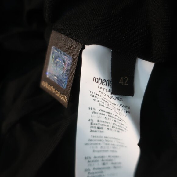 Womens Roberto Cavalli Black Ruched Dress W/Gold Hardware 42/S - Picture 14 of 14